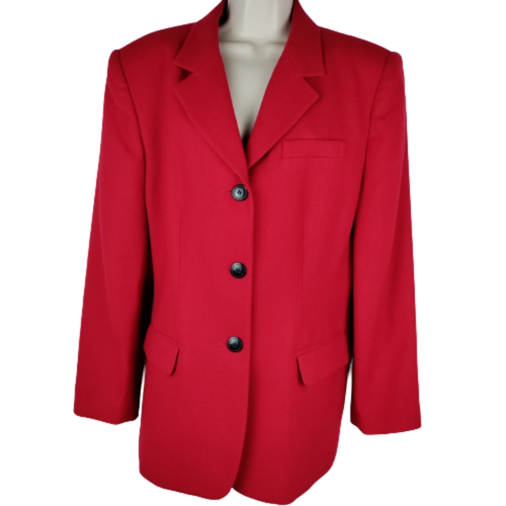VTG Mark Alexander Studio size 14 women's 100% pure wool lined red jacket Blazer